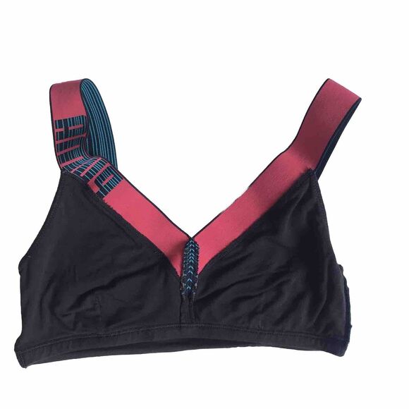 Puma Vintage Y2K Bralette Wide Strap Black Pink Green Unpadded Logo V-Neck S XS - Picture 6 of 7